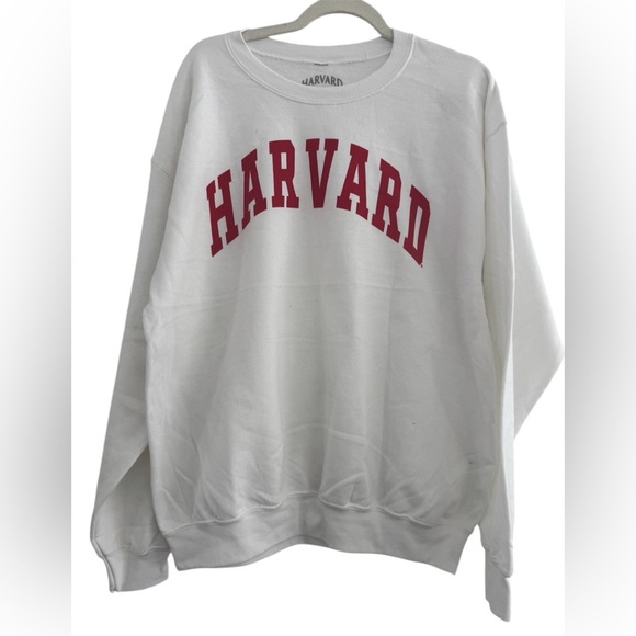 Harvard University Unisex White with Arched Red Logo Sweatshirt Sz Large - Picture 2 of 6